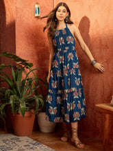 Stylum Women's Blue Printed Cotton Tiered Dress (DRSBLUEAGADU)