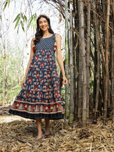 Stylum Women's Blue Ethnic Printed Cotton Tiered Dress (DRSBLUETAMPER)