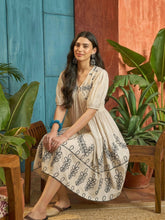 Stylum Women's Cream Solid & Embroidered Rayon Empire Dress (DRSCREAMPANJIRI)