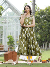 Stylum Women's Olive Green Floral Printed Cotton A-Line Dress (DRSGREENWILLOW)