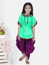 Silk Blend Ethnic Suit Set for Kids - Green | DW20IW18GR