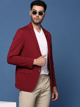 Men Maroon Slim Fit Single Breasted Blazer-EX-3003-Maroon