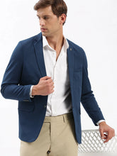 Men Notched Lapel Solid Teal Blazer-EX-3003-Teal