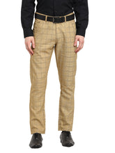 DesiQlo Men's Beige Cotton Checked Formal Trousers ( FGP 267Beige )