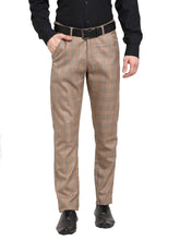 DesiQlo Men's Brown Cotton Checked Formal Trousers ( FGP 267Brown )