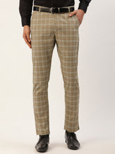 DesiQlo Men's Beige Tartan Checked Formal Trousers ( FGP 271Beige )