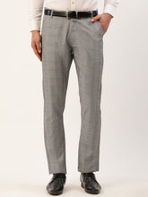 DesiQlo Men's Grey Window Checked Formal Trousers ( FGP 272Grey )