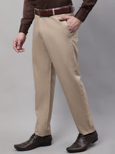 DesiQlo Men's Beige Tapered Fit Formal Trousers