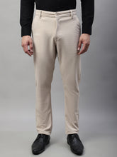 DesiQlo Men's Cream Tapered Fit Formal Trousers