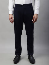 DesiQlo Men's Navy Blue Tapered Fit Formal Trousers