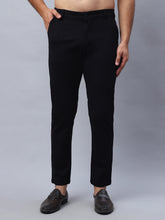 Tapered Fit Solid Trousers For Men ( FGP 279Black )