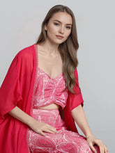 Women Pink Shoulder Straps Printed Smart Casual Co-Ords Set-GI-AHBLPZJK-COMBO-1150