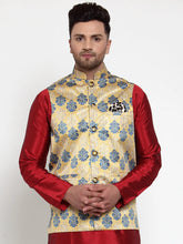 Men's Gold Printed Nehru Jacket