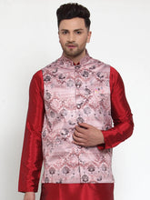 Men's Pink Printed Nehru Jacket