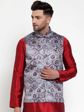 Men's Purple Printed Nehru Jacket