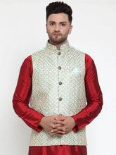 Men's Mint Blue Embroidered Nehru Jacket
