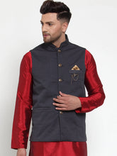 Men's Navy Woven Nehru Jacket