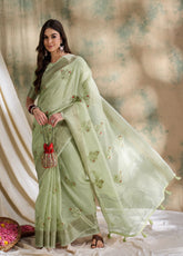 Womens Fashion Ethnic Green Color Sarees-MLSHWSA1604GRN0ONE