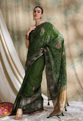 Womens Fashion Ethnic Olive Color Sarees-MLSHWSA1611OLV0ONE