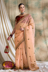 Womens Fashion Ethnic Peach Color Sarees-MLSHWSA1614PCH0ONE