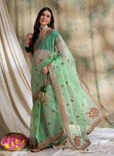 Womens Fashion Ethnic Sea Green Color Sarees-MLSHWSA1617SGR0ONE