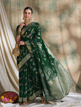 Womens Fashion Ethnic Green Color Sarees-MLSHWSA1587GRN0ONE