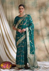Womens Fashion Ethnic Teal Color Sarees-MLSHWSA1590TEL0ONE