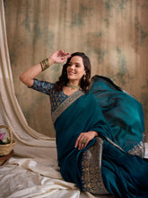 Womens Fashion Ethnic Teal Color Sarees-MLSHWSA1543TEL0ONE