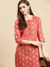 Women Paisley Orange Straight Kurta-GW-3884-Orange