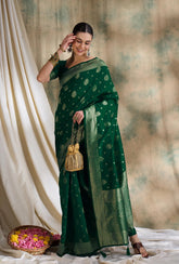 Womens Fashion Ethnic Green Color Sarees-MLSHWSA1499GRN0ONE