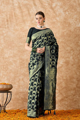 Womens Fashion Ethnic Black Color Sarees-MLSHWSA1521BLK0ONE