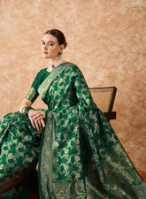 Womens Fashion Ethnic Green Color Sarees-MLSHWSA1523GRN0ONE