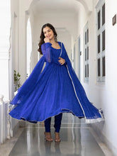 Floral Printed Knee Length Elbow Length Sleeves Round Neck Kurti And Palazzo Set With Net Dupatta-HFXMA-A4-BLUE