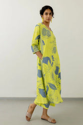 Floral Printed Rayon Co-ords et (K211)-HFXMA-K210-LIME GREEN