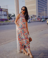 Women's Printed Knee Length Co-ords Set (K245)-HFXMA-K245-MULTICOLOR