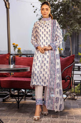 Women's Floral Printed Knee Length Rayon Kurti And Pant Set With Printed Dupatta (K260)-HFXMA-K260-WHITE