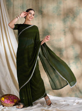 Womens Fashion Ethnic Olive Color Sarees-MLSHWSA1626OLV0ONE