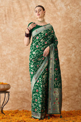 Womens Fashion Ethnic Green Color Sarees-MLSHWSA1490GRN0ONE