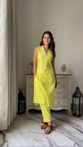 Floral Printed Pure Cotton Kurta with Trousers-AHKUPT-COMBO-893