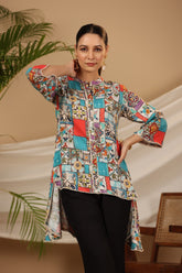 Multi Patchwork Printed Asymmetric Tunic