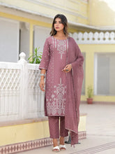 Onion Pink Ethnic Motif Printed Viscose Kurta, Pant And Dupatta Set With Gotta Patti Work-J4621ONIONPINK