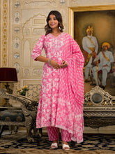 Pink Floral Printed Liva Rayon Kurta Set With Thread & Mirror Work-J4850PINK