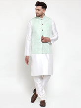 Men's Solid Dupion Kurta Pajama with Embroidered Quality Nehru Jacket