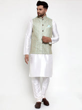 Dupion Kurta Pajama with Embroidered Nehru Jacket