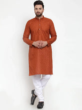 DesiQlo Men Brown Chikan Kurta with Churidar ( JOKP 561 Brown )