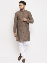 Men Grey Cotton Printed Kurta with Pyjamas ( JOKP 614 Grey )-JOKP-614