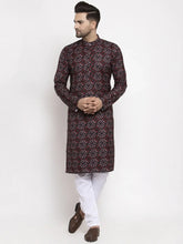 Men Brown Printed Kurta with Churidar ( JOKP 623 Brown )-JOKP-623