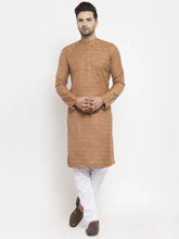 Men Brown Self Design Kurta with Pyjamas ( JOKP 625 Brown )-JOKP-625