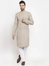 Men Grey Self Design Kurta with Pyjamas ( JOKP 625 Grey )-JOKP-625