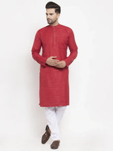 Men Maroon Self Design Kurta with Pyjamas ( JOKP 625 Maroon )-JOKP-625